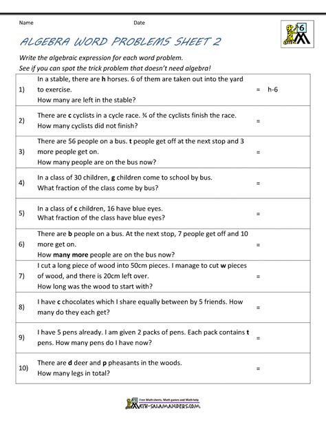 algebra word problems worksheet pdf grade 7